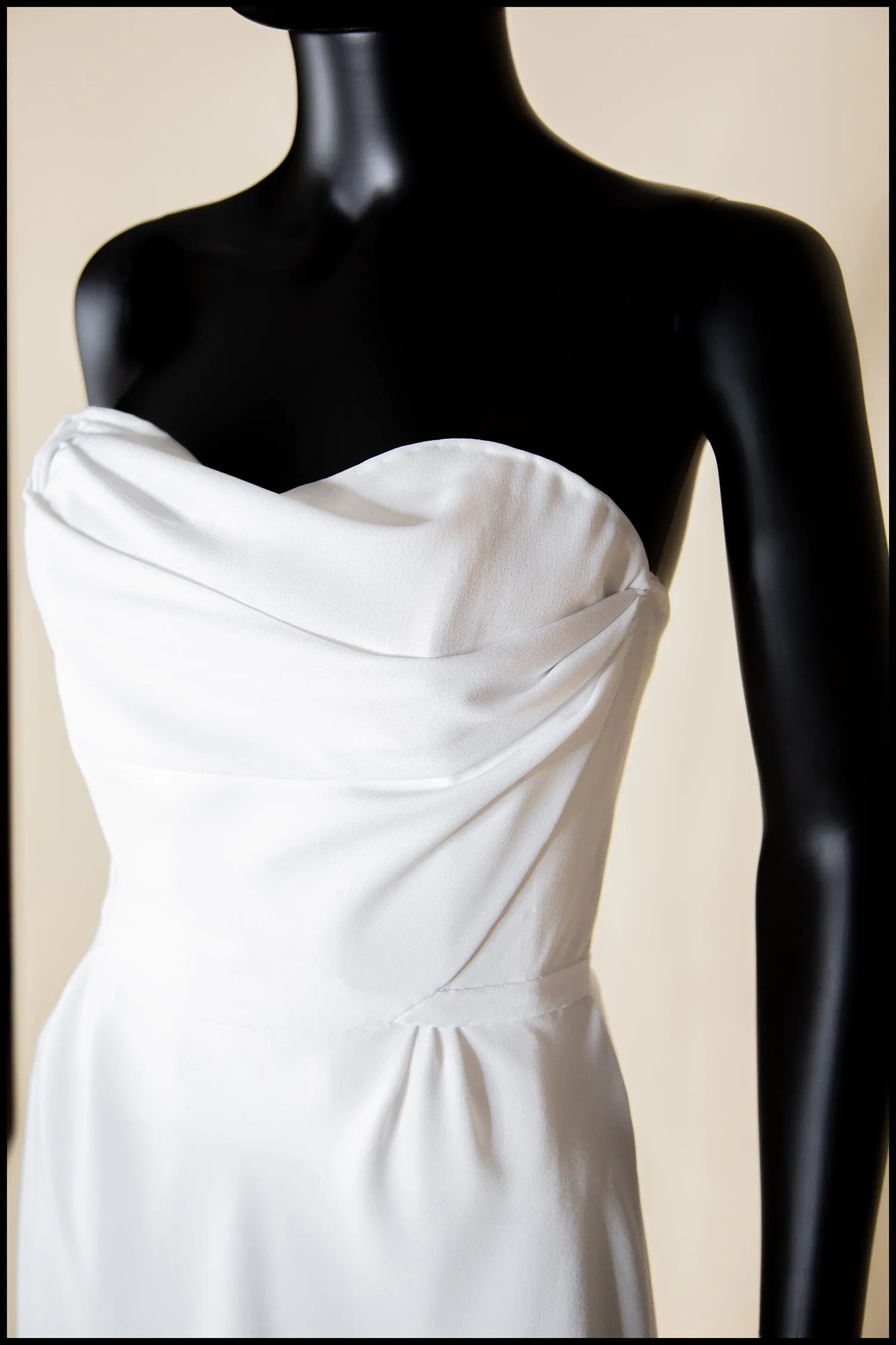 The Bride - Ivory Crepe Old Hollywood Dress and Cape- S