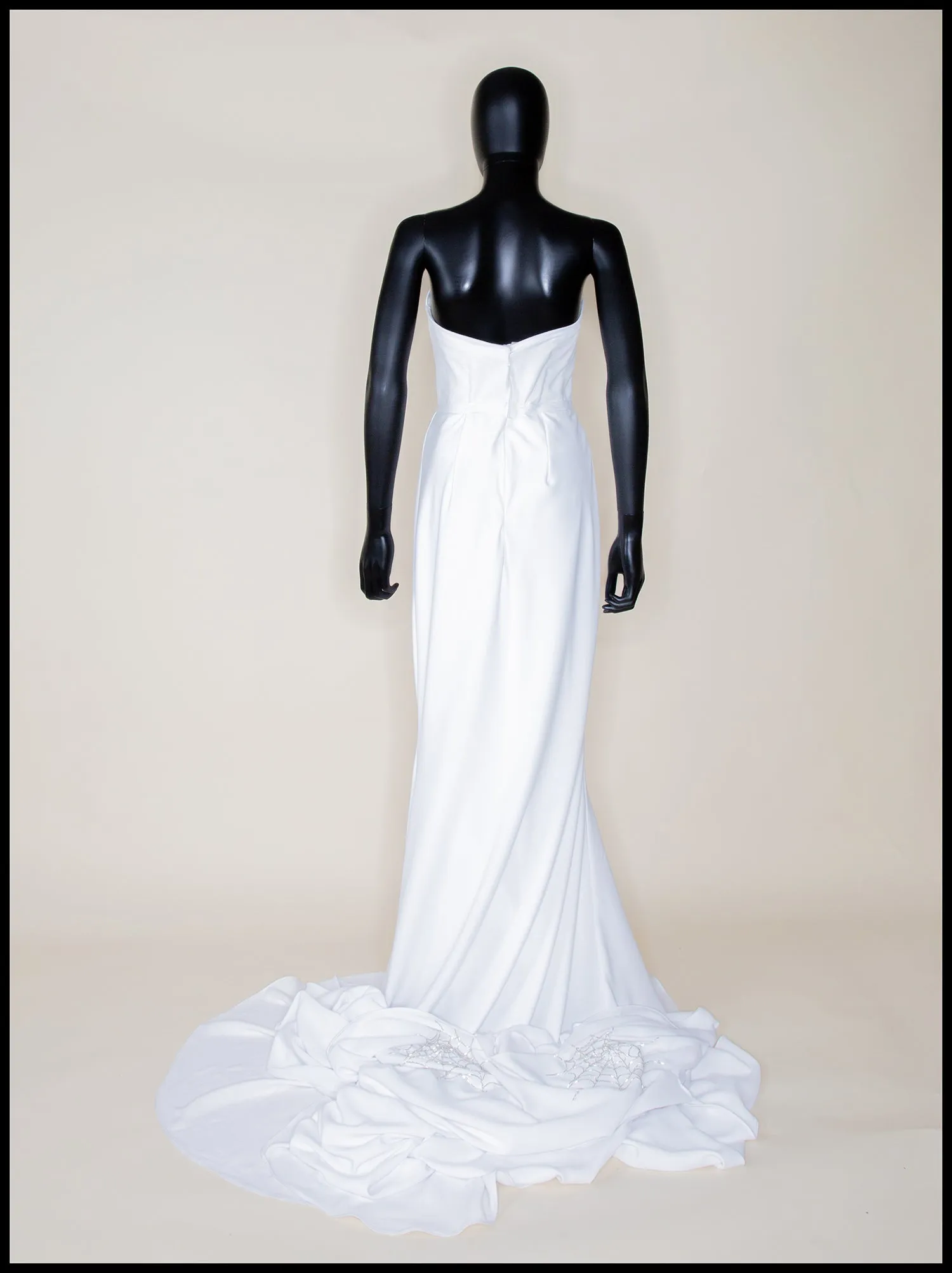 The Bride - Ivory Crepe Old Hollywood Dress and Cape- S