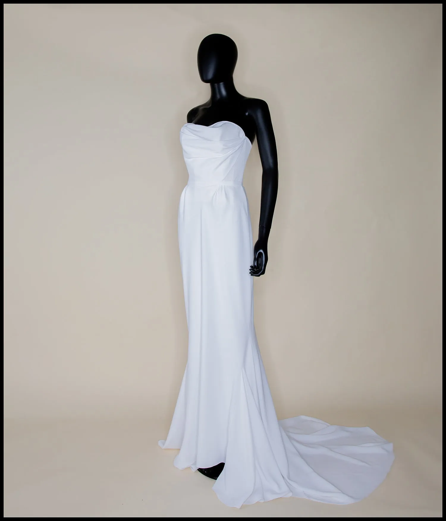 The Bride - Ivory Crepe Old Hollywood Dress and Cape- S