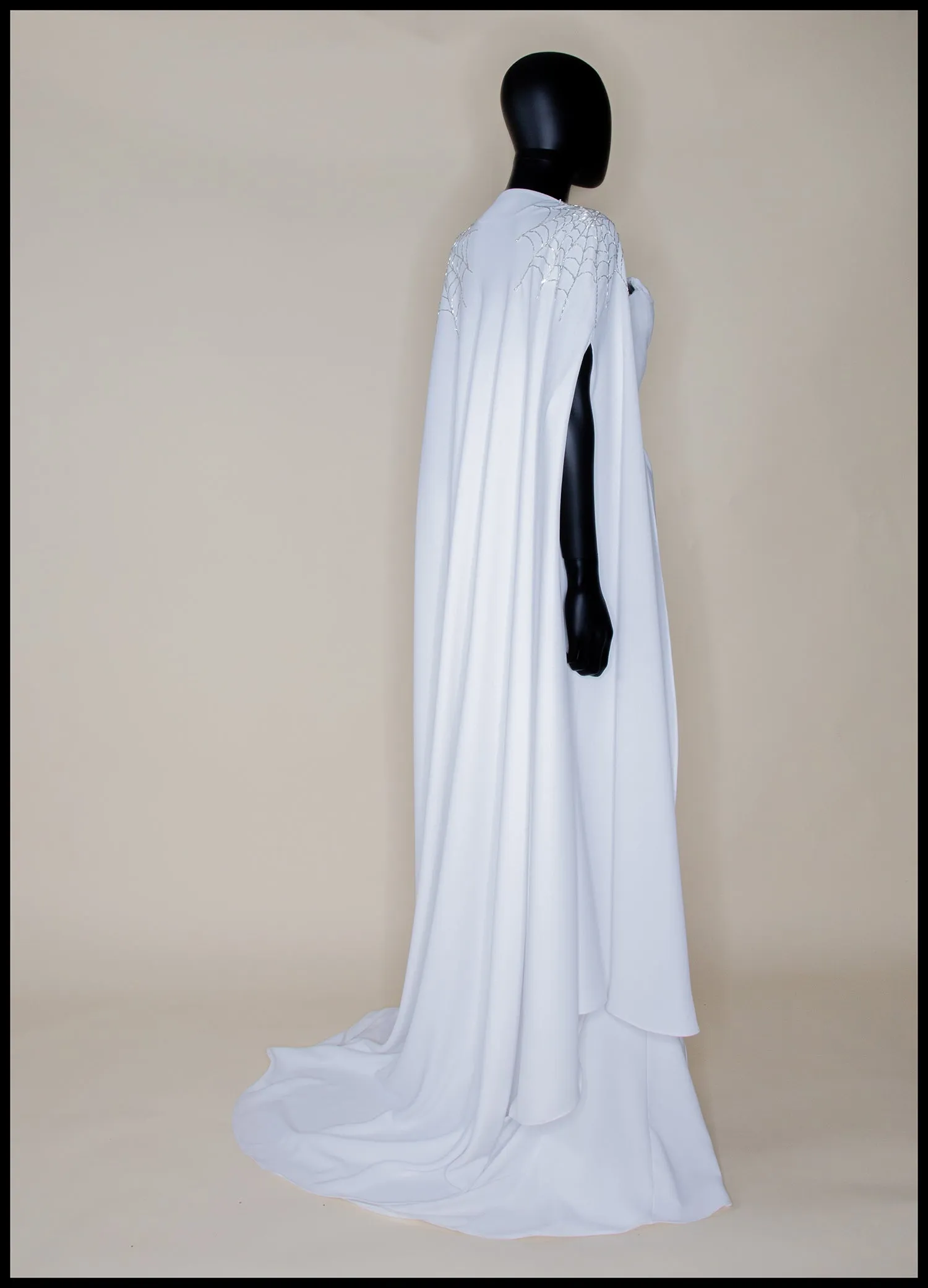 The Bride - Ivory Crepe Old Hollywood Dress and Cape- S