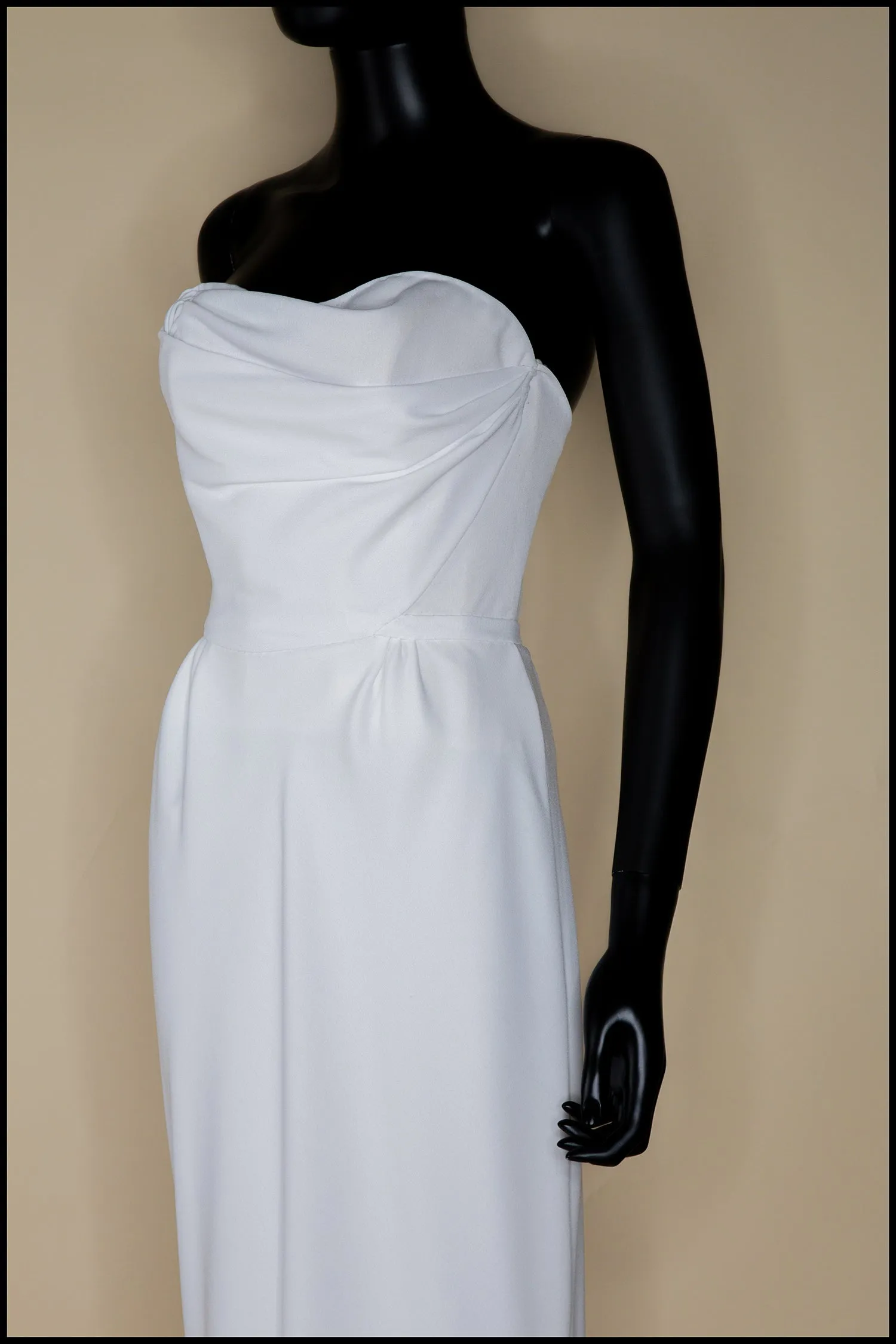 The Bride - Ivory Crepe Old Hollywood Dress and Cape- S