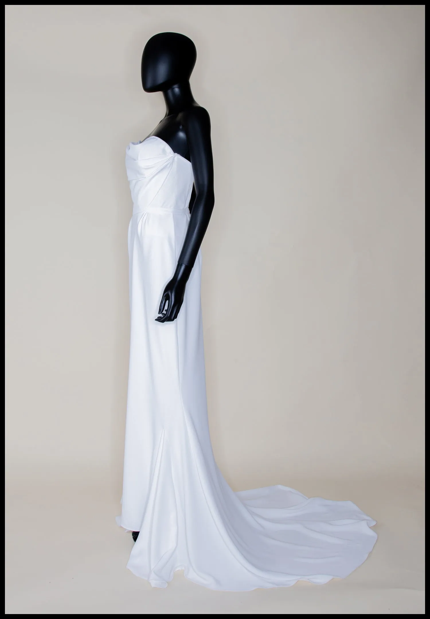 The Bride - Ivory Crepe Old Hollywood Dress and Cape- S