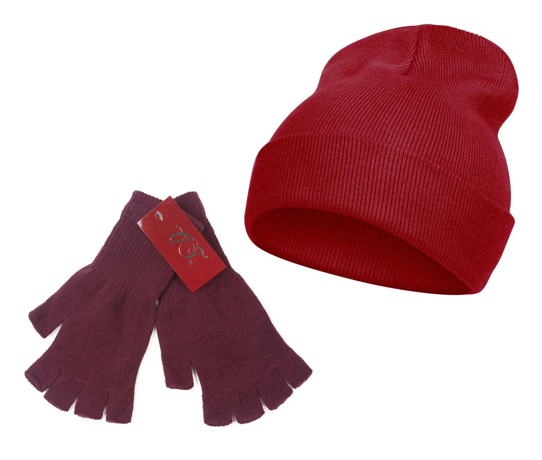 TopHeadwear Long Beanie and Fingerless Glove Combo Set