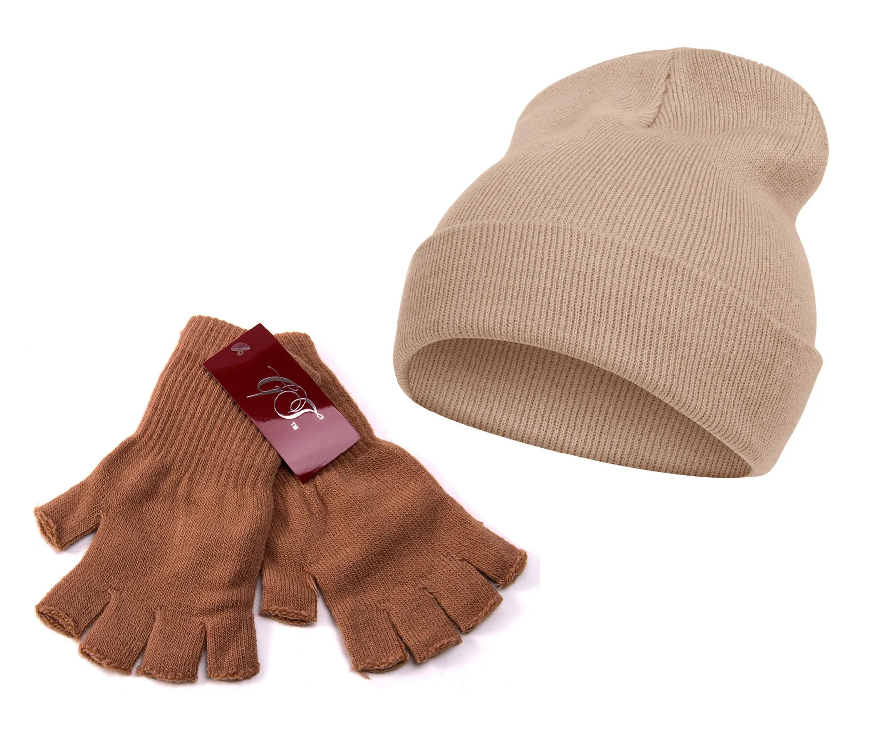 TopHeadwear Long Beanie and Fingerless Glove Combo Set