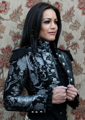 TOREADOR JACKET - BLACK AND SILVER TAPESTRY