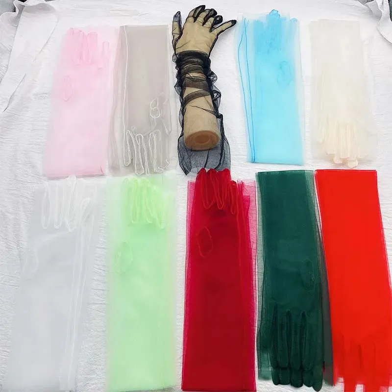 Trendy Transparent Ultra Thin Long Dress Gloves