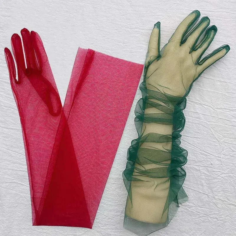 Trendy Transparent Ultra Thin Long Dress Gloves