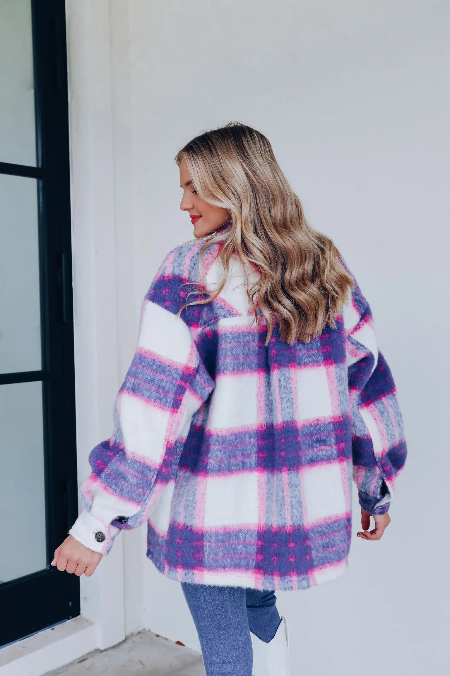 Vail Mountain Girl Plaid Jacket - Blue/Pink