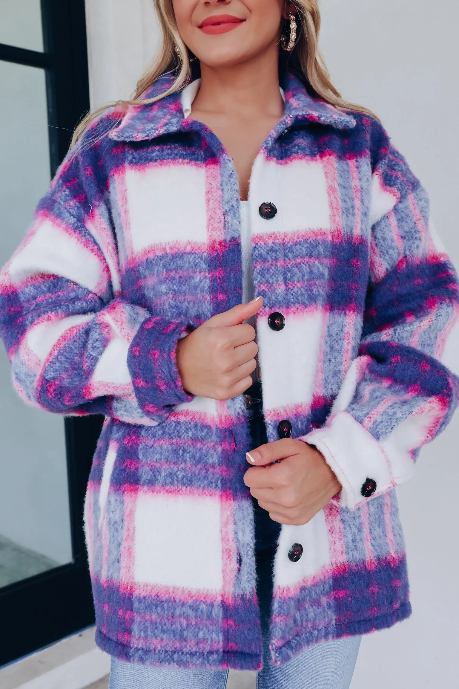 Vail Mountain Girl Plaid Jacket - Blue/Pink