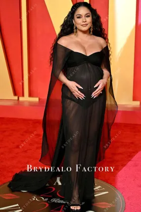 Vanessa Hudgens Black Maternity 2024 Oscars After Party Dress