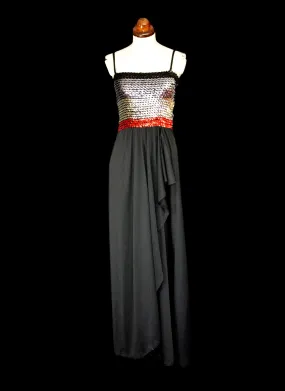 Vintage 1970s Black Sequin Disco Dress