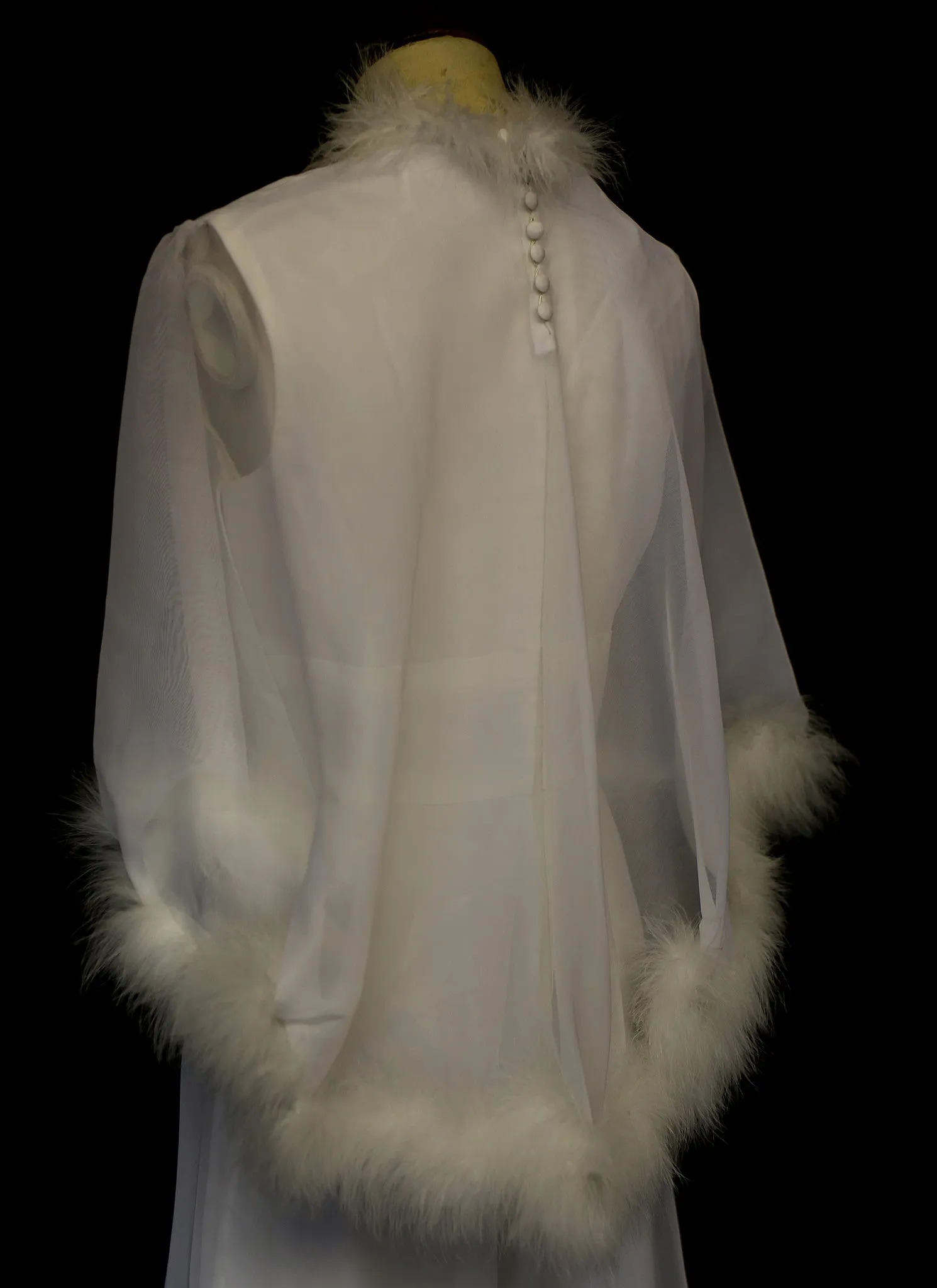 Vintage 1970s Marabou Chiffon Wedding Dress