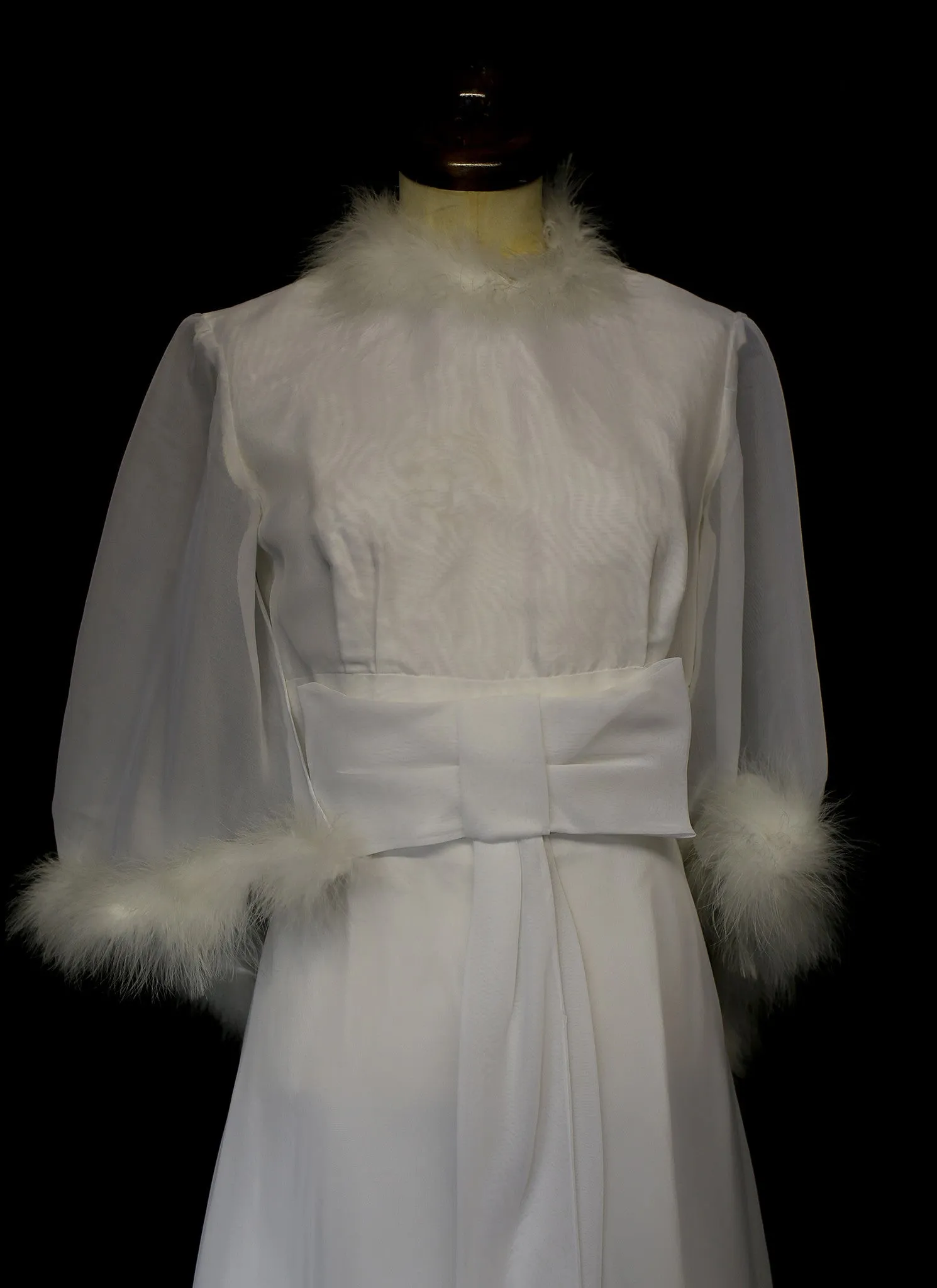 Vintage 1970s Marabou Chiffon Wedding Dress