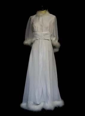 Vintage 1970s Marabou Chiffon Wedding Dress