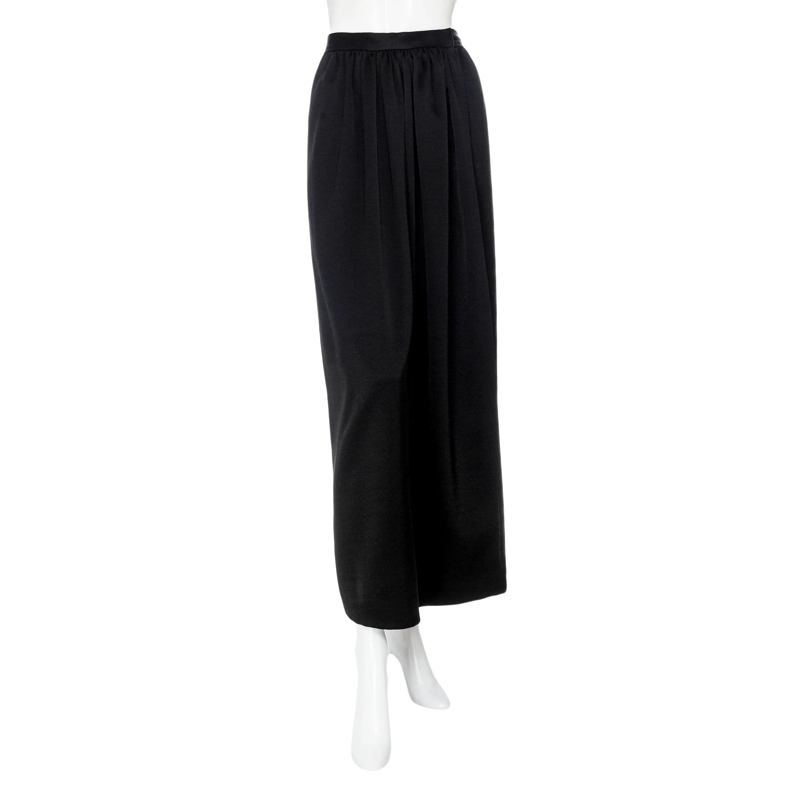 Vintage Black Wool-Blend Wrap Maxi Skirt