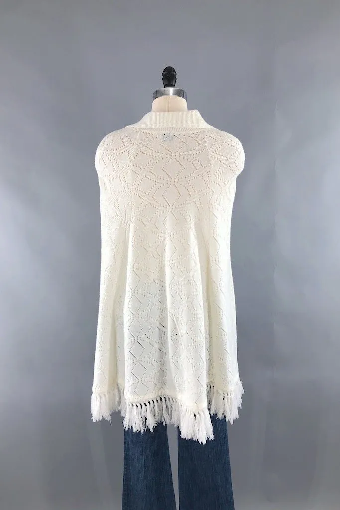 Vintage Ivory Fringed Cape