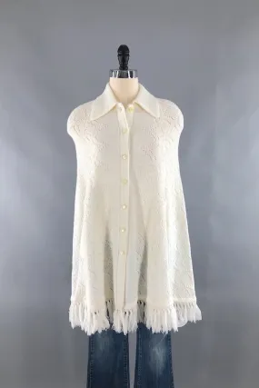 Vintage Ivory Fringed Cape