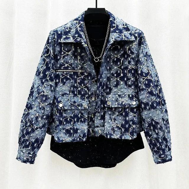 Vintage Sequin Denim Jacket