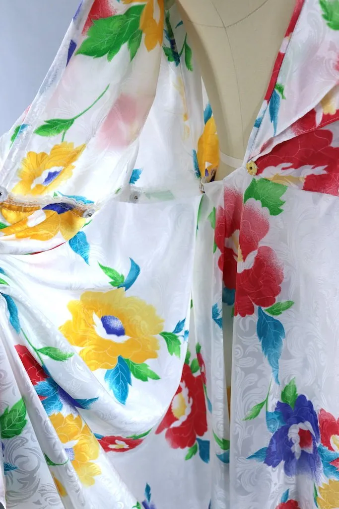 Vintage White Floral Wrap Dress