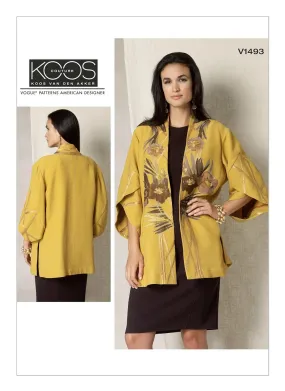 Vogue Pattern V1493 Misses' Tulip Banded-Sleeve Kimono Jacket