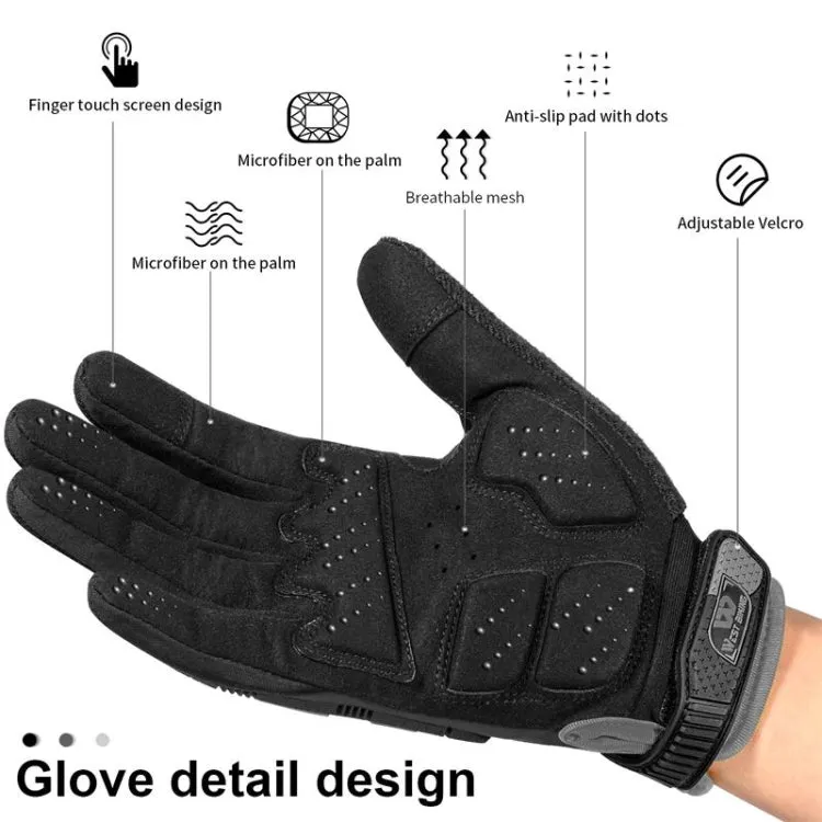 WEST BIKING YP0211208 Riding Gloves Motorcycle Bike Long Finger Non-Slip Touch Screen Gloves, Size: M(Black Orange)