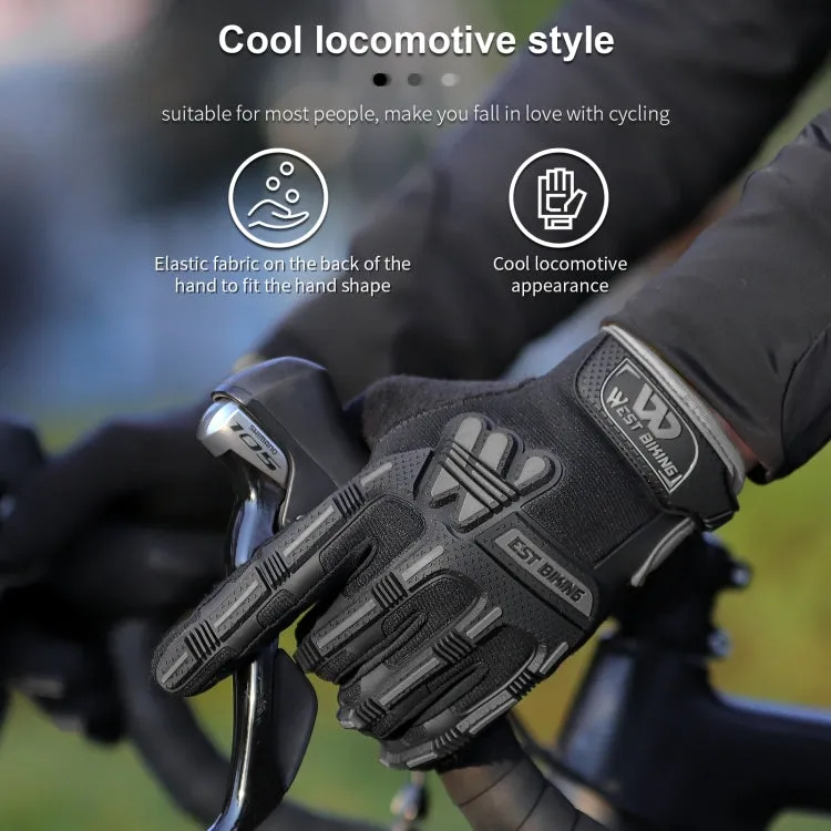 WEST BIKING YP0211208 Riding Gloves Motorcycle Bike Long Finger Non-Slip Touch Screen Gloves, Size: M(Black Orange)