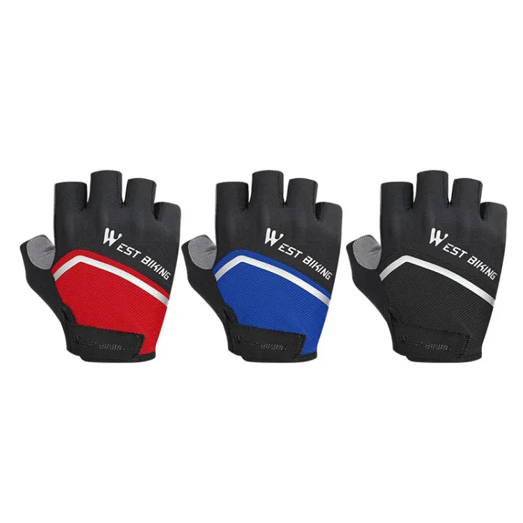 WEST BIKING YP0211222 Bicycle Riding Shock-Absorbing Half-Finger Gloves, Size: L(Black Blue)