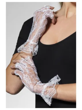 White Fingerless Lace Gloves