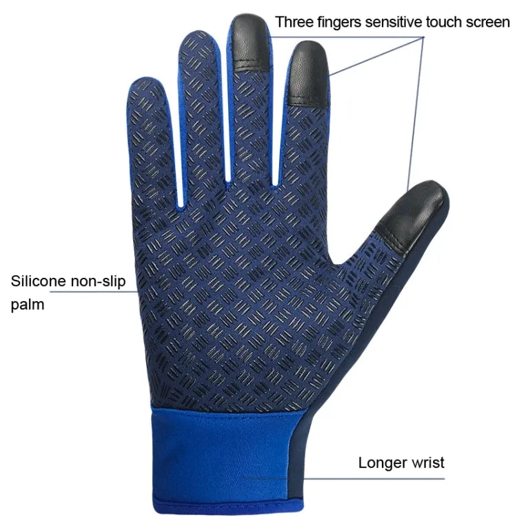 Winter Outdoor Riding Sports Waterproof Touch Screen Glove, Size: M(H041 Blue)