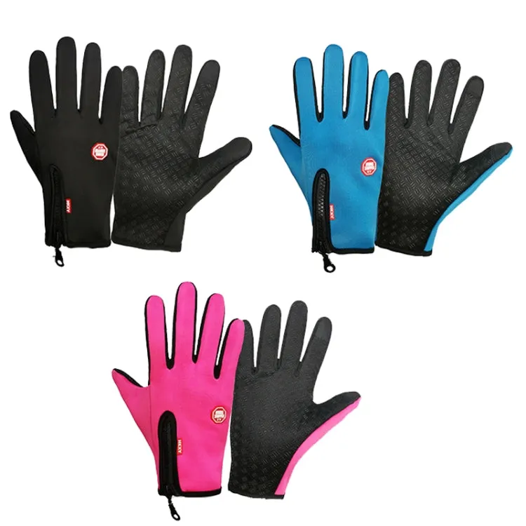 Winter Outdoor Riding Sports Waterproof Touch Screen Glove, Size: M(H041 Blue)