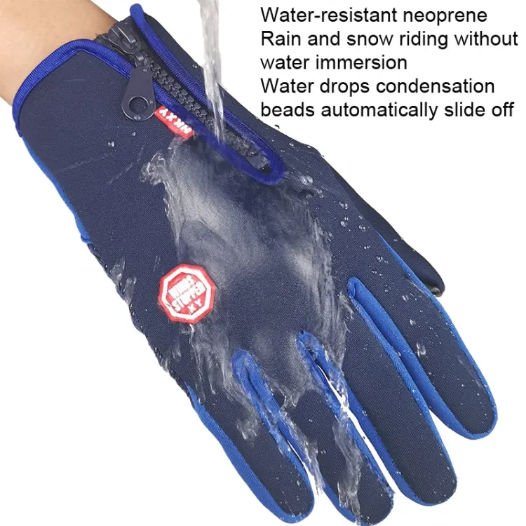 Winter Outdoor Riding Sports Waterproof Touch Screen Glove, Size: M(H041 Blue)