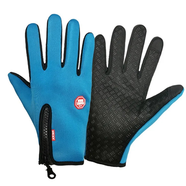 Winter Outdoor Riding Sports Waterproof Touch Screen Glove, Size: M(H041 Blue)