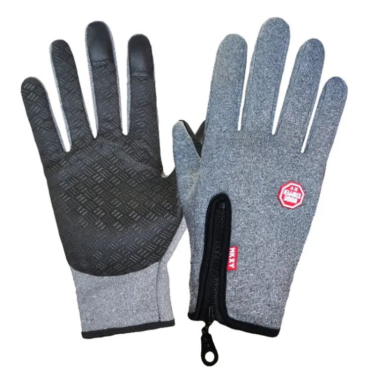 Winter Outdoor Riding Sports Waterproof Touch Screen Glove, Size: XXL(H043 Hemp Gray)