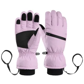 Winter Padded Ski Finger Gloves Outdoor Windproof Warm Sports Gloves, Size: S(Light Purple)