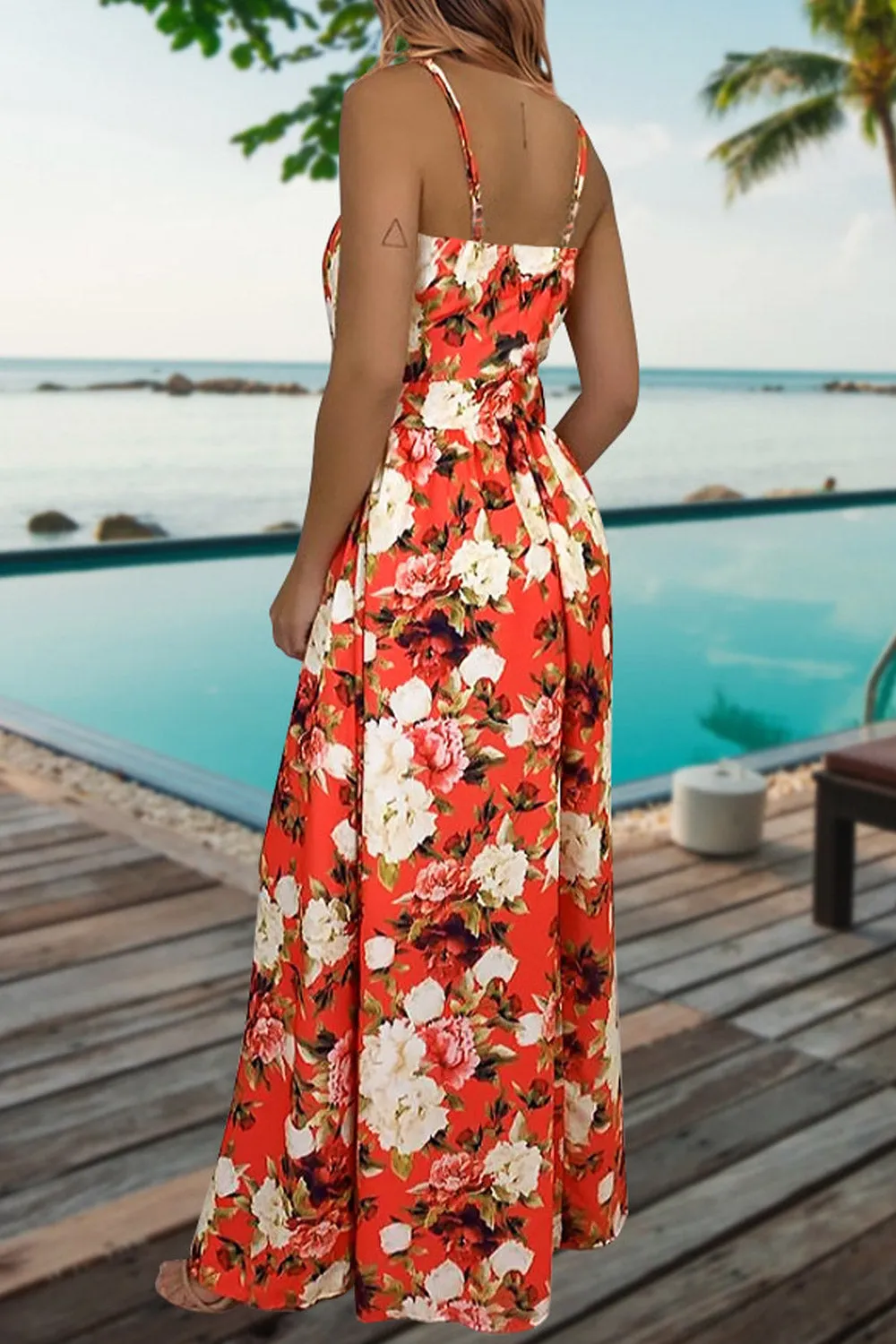 Women Mid Length Pretty Floral Printed V-Neck Summer Fashionable Dress - C13550ZWD