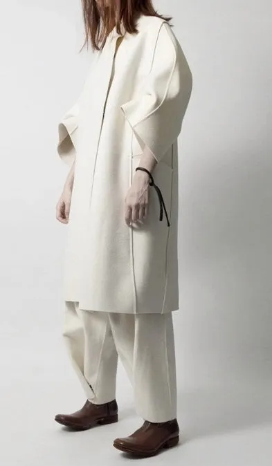 Women Original Asymmetrical Cut Woolen Long Coat