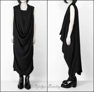 Women Oversize Long Crepe Todd T-shirt Vest Loose Dress