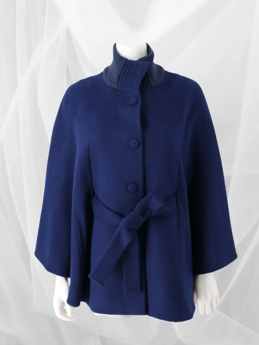 Women's Baby Alpaca Belted CLARA Cape - Blue