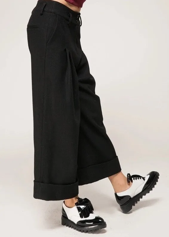 Women's Wide Leg Pants Wool Culottes Woolen Trouser